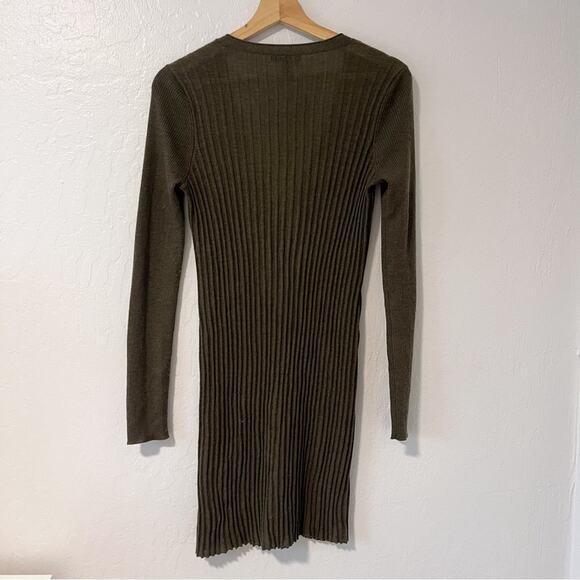 Eileen Fisher | Merino Wool Rubbed Button Up Long Cardigan - Picture 4 of 6